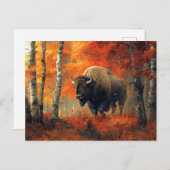 Bison im Herbstwald Artwork Postkarte (Vorne/Hinten)