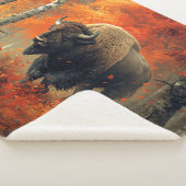 Bison im Herbstwald Artwork Sherpadecke (3/4)