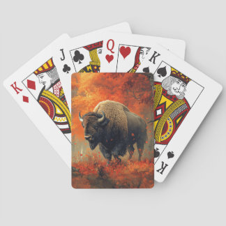 Bison im Herbstwald Artwork Spielkarten