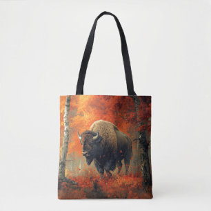 Bison im Herbstwald Artwork Tasche