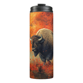 Bison im Herbstwald Artwork Thermosbecher