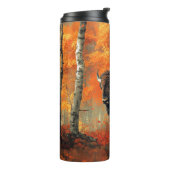 Bison im Herbstwald Artwork Thermosbecher (Nach links gedreht)