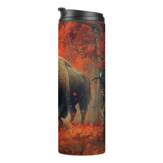 Bison im Herbstwald Artwork Thermosbecher (Nach rechts gedreht)