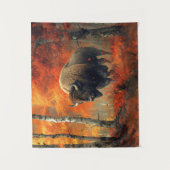 Bison im Herbstwald Artwork Wandteppich (Vorderseite)