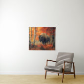 Bison im Herbstwald Artwork Wandteppich (Beispiel (Horizontal))