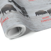 Bison im Schnee WeihnachtsPackpapier Geschenkpapier (Rolleneckpunkt)