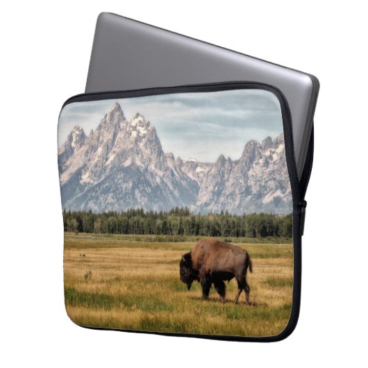 Bison im Tetons Laptopschutzhülle (Vorderseite Links)