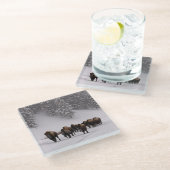 Bison im Winter Glasuntersetzer (Schrägansicht)