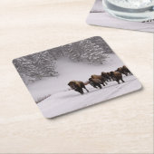 Bison im Winter Rechteckiger Pappuntersetzer (angewinkelt)