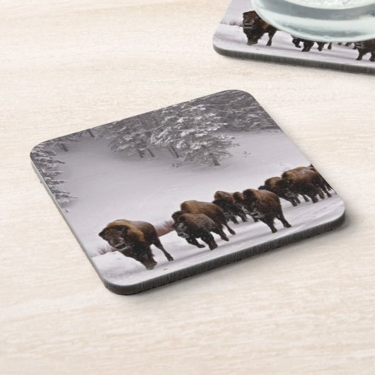 Bison im Winter Untersetzer (Linke Seite)