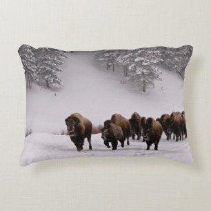 Bison im Winter Zierkissen