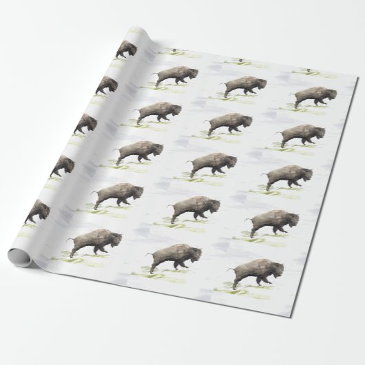 Bison im Wintersturm Geschenkpapier (Ungerollt)