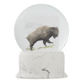 Bison im Wintersturm Schneekugel (Rückseite)