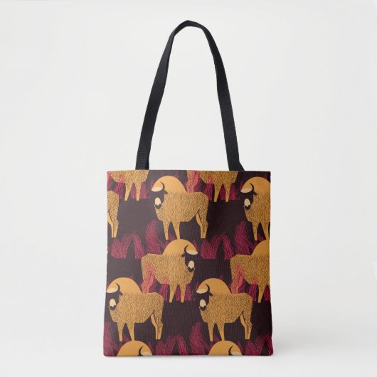 Bison in a field in high grass seamless pattern tasche (Vorderseite)
