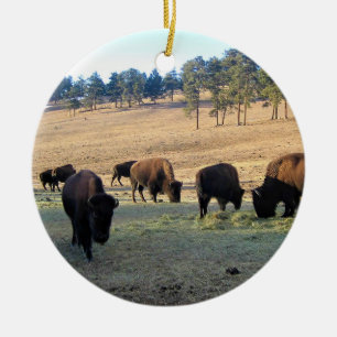 Bison in Colorado Keramik Ornament