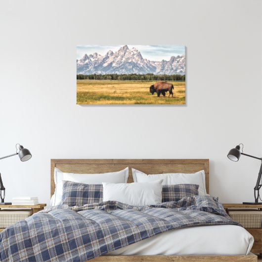 Bison in den Tetons Leinwanddruck (Insitu (Schlafzimmer))