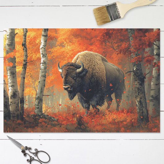 Bison in der Herbstwoods Artwork Dekoupage Seidenpapier