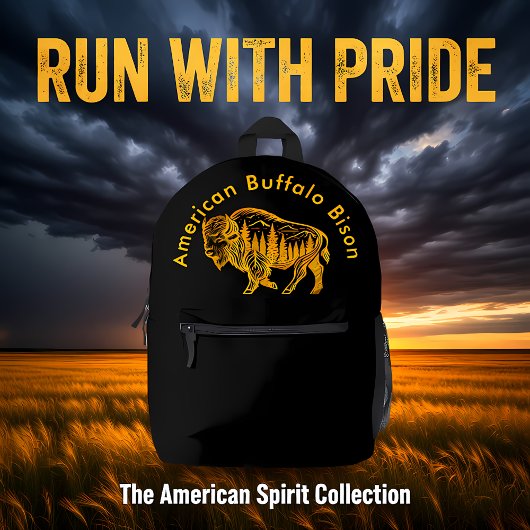 Bison in einer Walddarstellung Bedruckter Rucksack