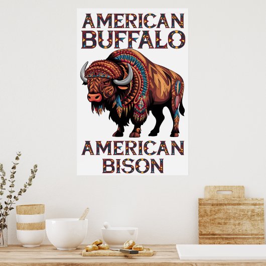 Bison in Feathers Poster (Küche)