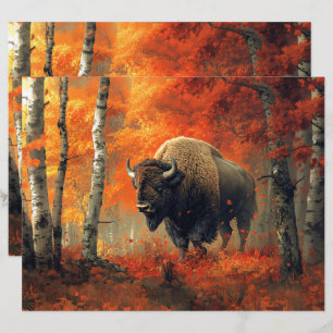 Bison in Herbst Woods Scrapbook Paper