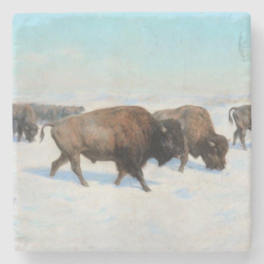 Bison in the Snow (von Rosa Bonheur) Steinuntersetzer (Vorderseite)