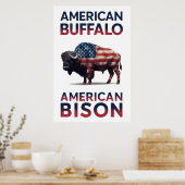 Bison in US Flagge ummantelt Poster (Küche)