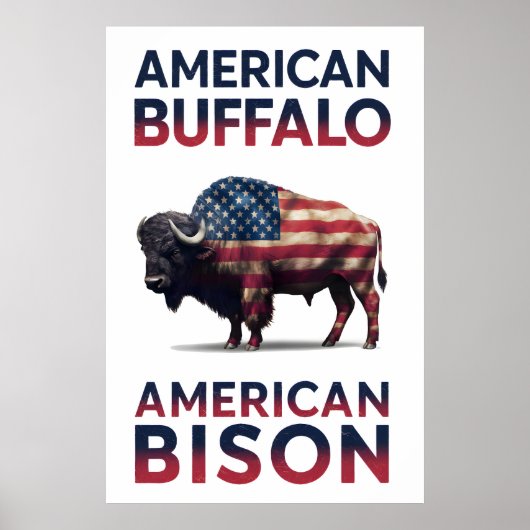 Bison in US Flagge ummantelt Poster (Vorne)