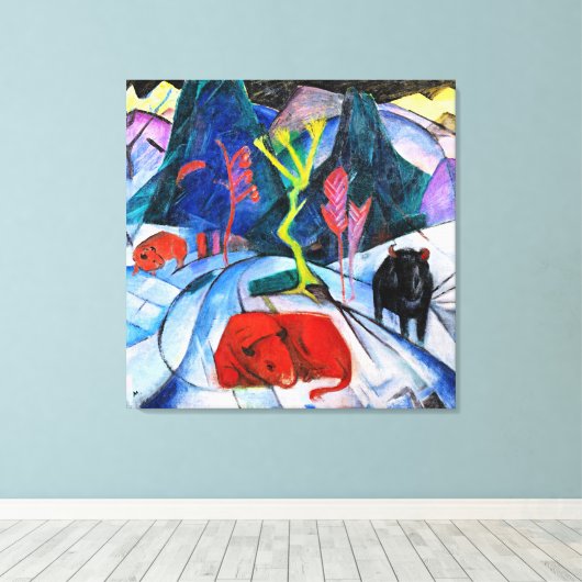 Bison in Winter, Gemälde von Franz Marc Leinwanddruck (Insitu (Holzboden))