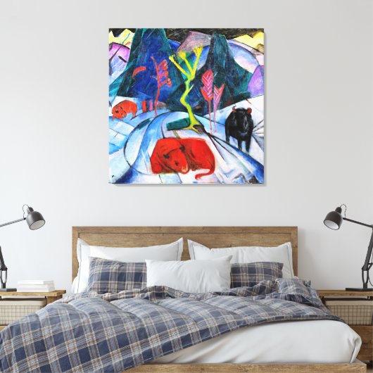 Bison in Winter, Gemälde von Franz Marc Leinwanddruck (Insitu (Schlafzimmer))