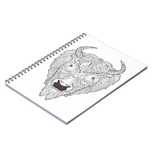 Bison-Kopf-Gekritzel Notizblock (Linke Seite)