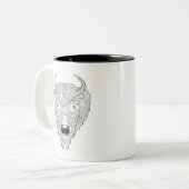 Bison-Kopf-Gekritzel Zweifarbige Tasse (Vorderseite Links)