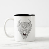 Bison-Kopf-Gekritzel Zweifarbige Tasse (Links)