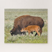 Bison Mama und Baby Design Puzzle (Horizontal)