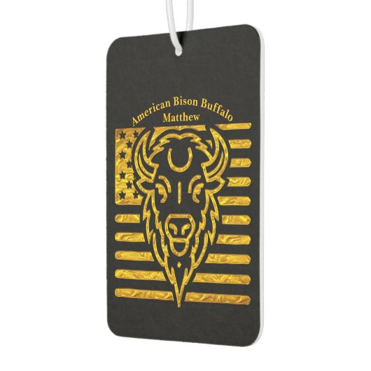 Bison mit amerikanischem Flaggenrahmen Autolufterfrischer (Links)