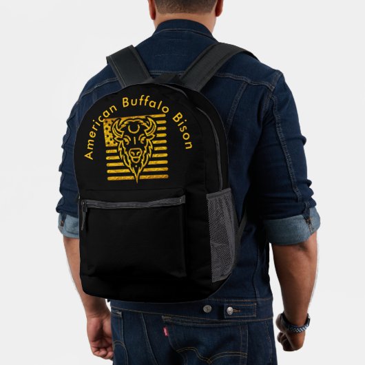 Bison mit amerikanischem Flaggenrahmen Bedruckter Rucksack (Insitu (Modell))