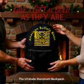 Bison mit amerikanischem Flaggenrahmen Bedruckter Rucksack