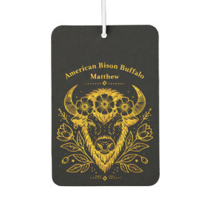 Bison mit Blumenkronen in komplizierter Gestaltung Autolufterfrischer