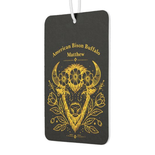 Bison mit Blumenkronen in komplizierter Gestaltung Autolufterfrischer (Links)