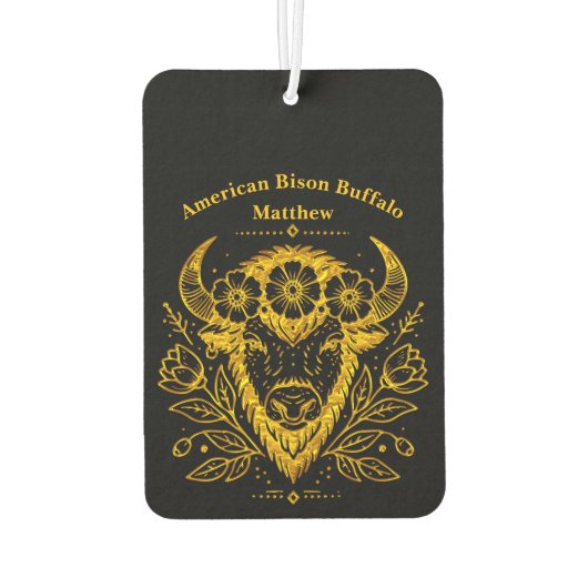 Bison mit Blumenkronen in komplizierter Gestaltung Autolufterfrischer (Rückseite)