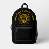 Bison mit Blumenkronen in komplizierter Gestaltung Bedruckter Rucksack (Vorderseite)