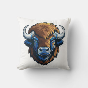 Bison mit großen Hörnern Kissen