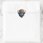 Bison mit großen Hörnern Runder Aufkleber (Tasche)