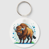 Bison mit großen Hörnern Schlüsselanhänger (Vorderseite)
