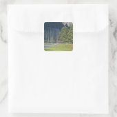 Bison mit Kalb im Yellowstone Nationalpark Quadratischer Aufkleber (Tasche)