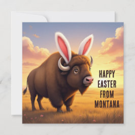 Bison mit Kaninchenohren Feiertagskarte