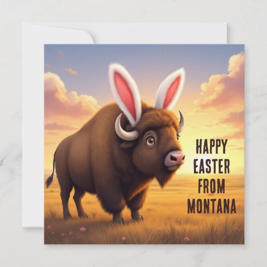 Bison mit Kaninchenohren Feiertagskarte (Vorderseite)