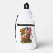 Bison mit US-Flagge im Gras Crossbody Bag (Vorderseite)