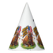 Bison mit US-Flagge im Gras Partyhütchen (Links)