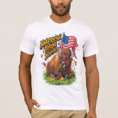 Bison mit US-Flagge im Gras T-Shirt (Vorderseite)