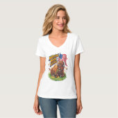 Bison mit US-Flagge im Gras T-Shirt (Vorderseite Vollansicht)